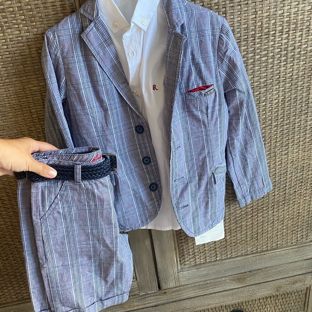 Shirt, jacket, belt, short